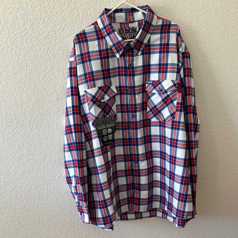 DIXXON Men's Red and Blue Plaid Live Free Forever Shirt New with Tags Size 4X